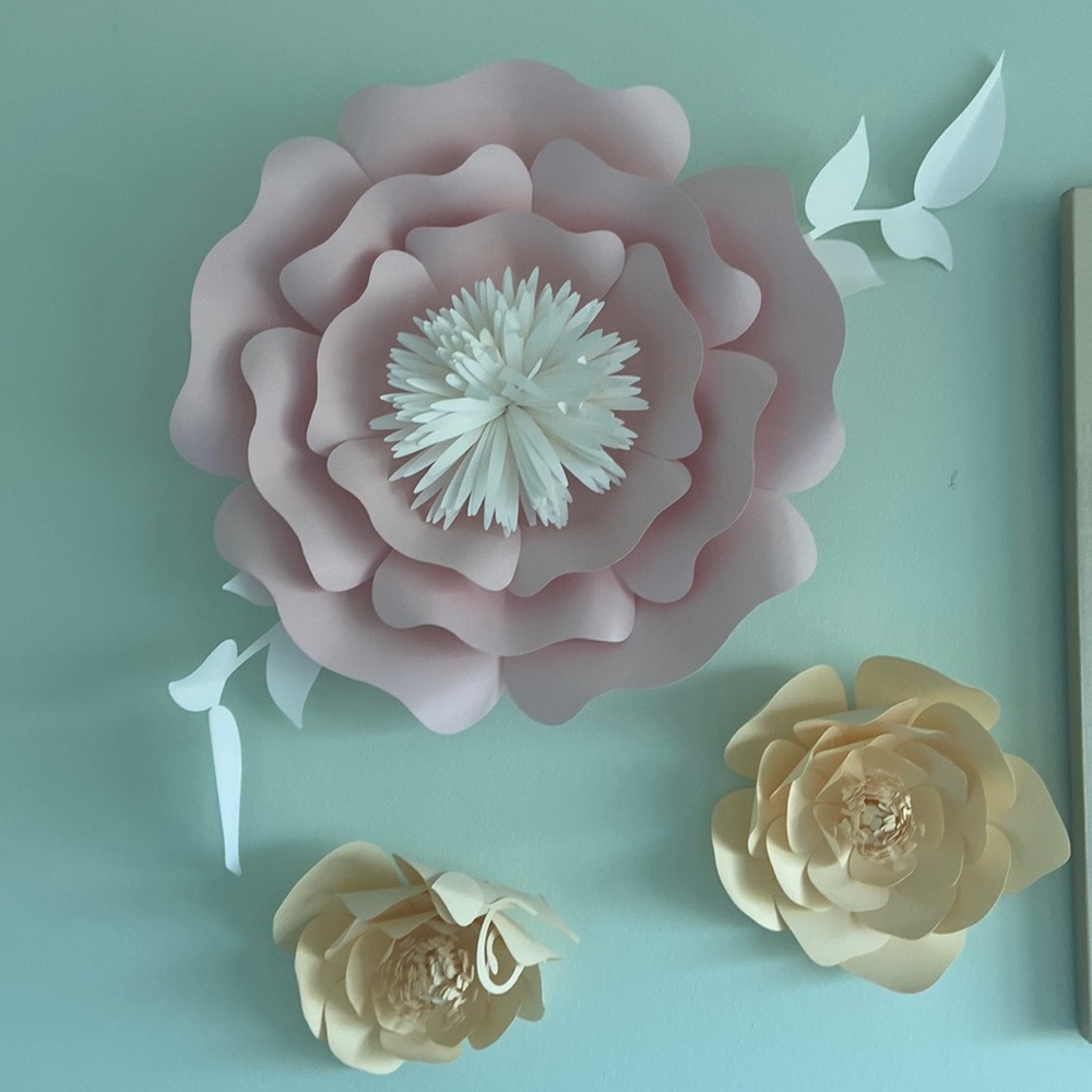 Paper flowers, nursery decor